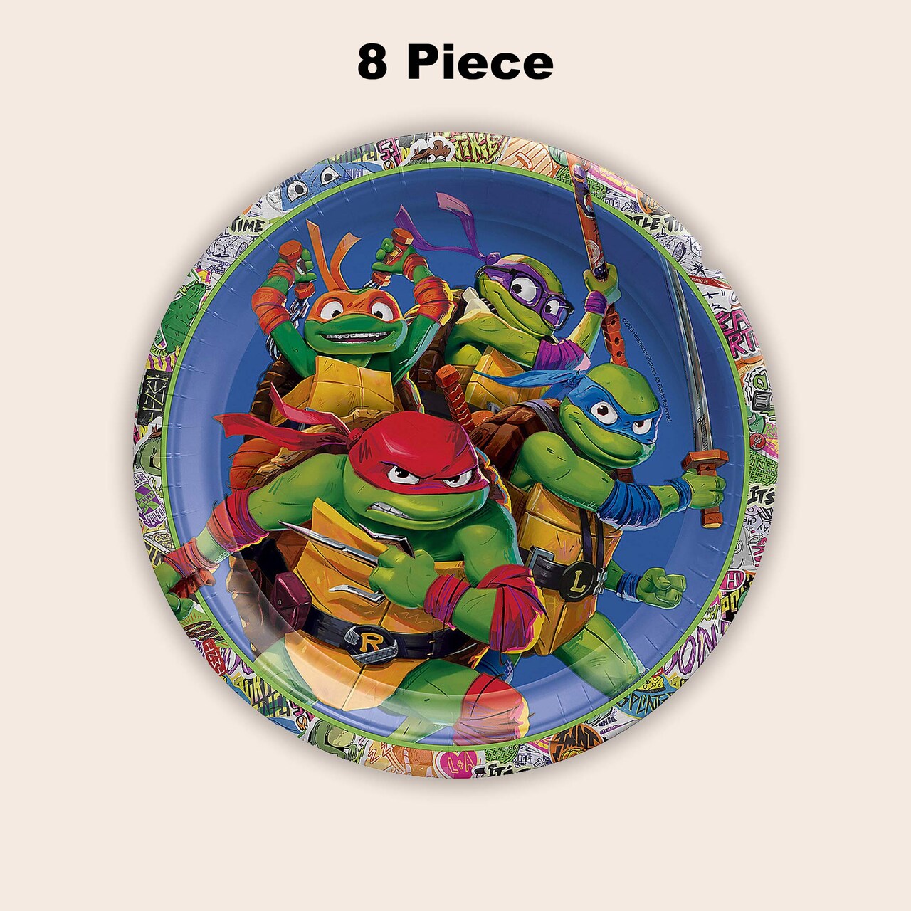 8 Count Ninja Turtles Paper Plates Birthday Party Supplies Pizza Dinner Plates for Kids 9"